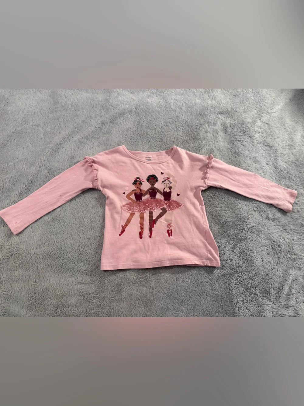 Carter's Pink Long-Sleeve Ballerina Graphic Top